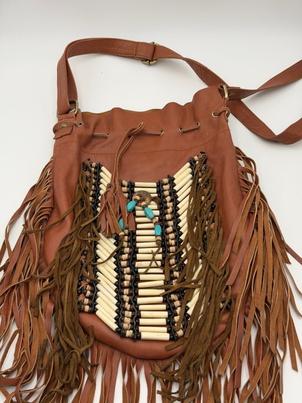 Boho Fringe Crossbody Bucket Bag
